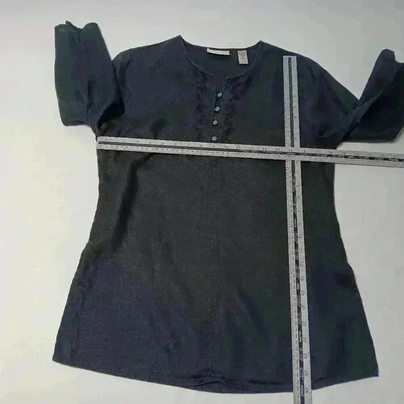 Amanda Smith Pull Over 3/4 sleeve V Neck 💯 Linen Top. Ladies S - Picture 4 of 7